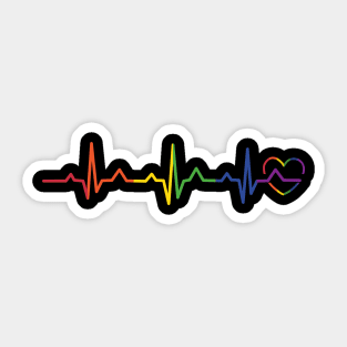 LGBT Rainbow Gay Pride Heartbeat Sticker